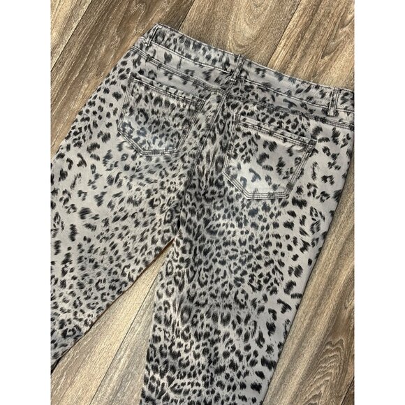 VANILLA STAR WOMENS SKINNY JEANS ANIMAL PRINT GRAY SIZE 4 STRETCH CHEETAH LEOPAR - Picture 7 of 8